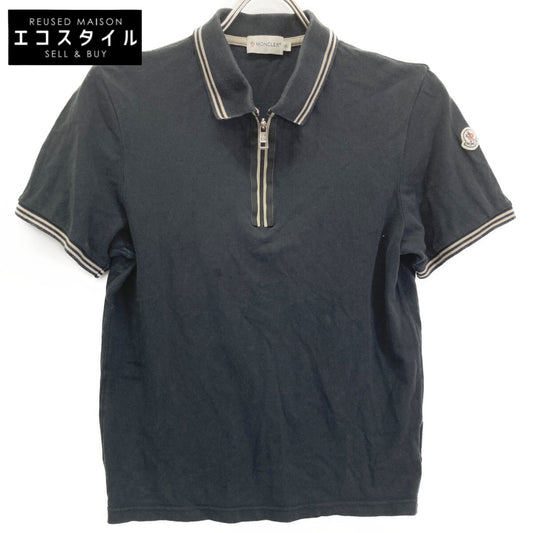 MONCLER Black Half-Zip Polo Shirt Top