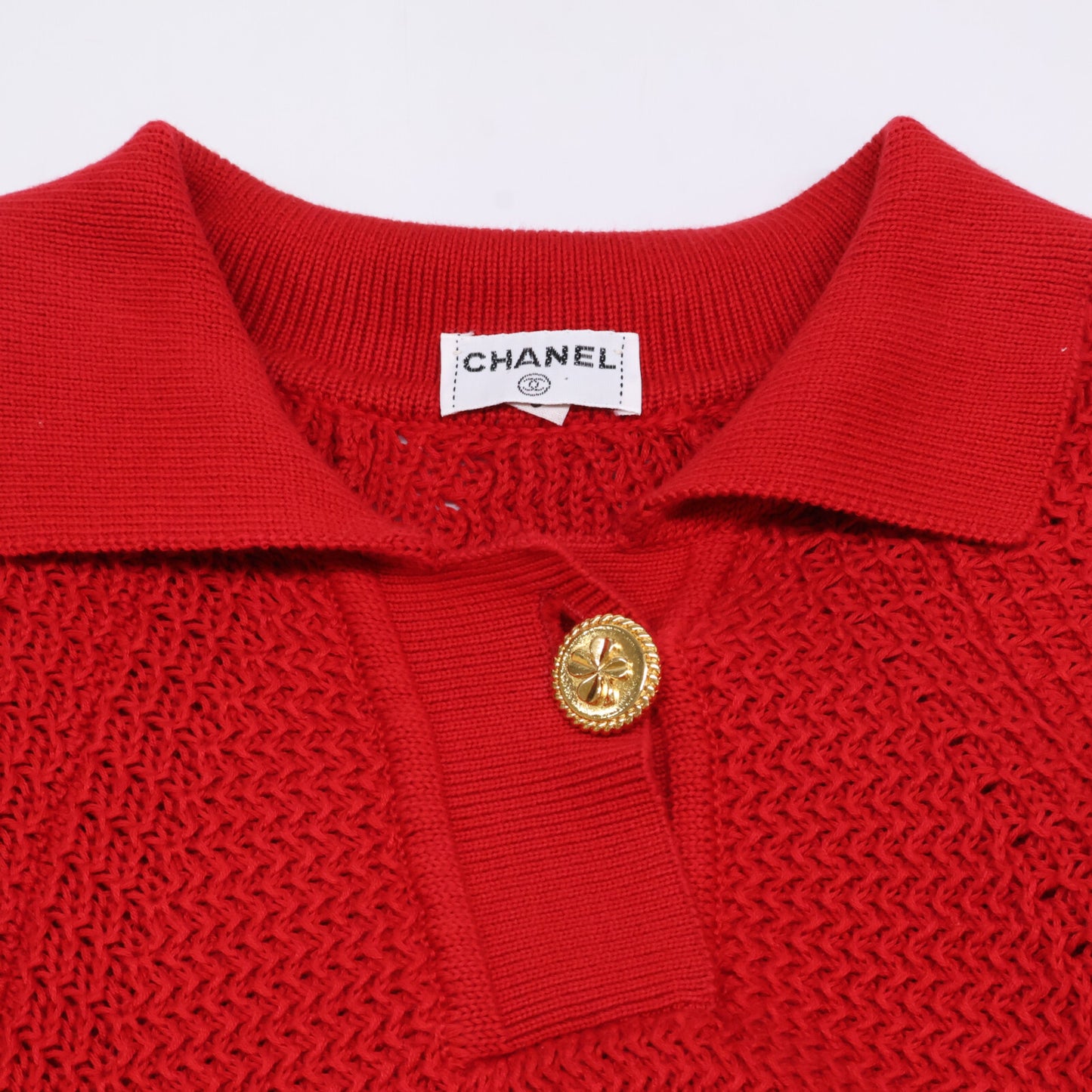 CHANEL シャネル スコットランド製 コットンニットポロ トップス