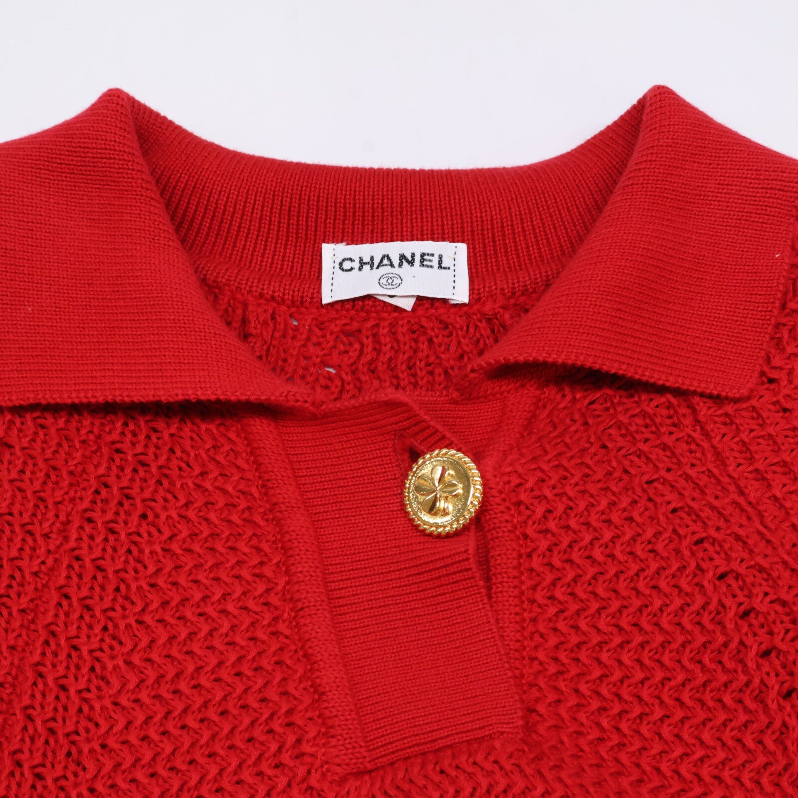 CHANEL シャネル スコットランド製 コットンニットポロ トップス