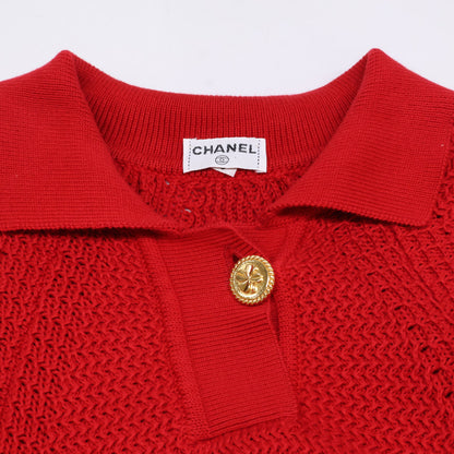 CHANEL シャネル スコットランド製 コットンニットポロ トップス