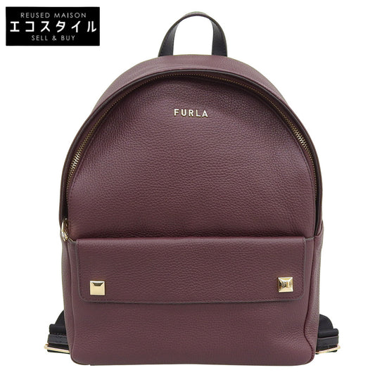 FURLA Furla Leather Backpack Daypack for Women Burgundy Backpack