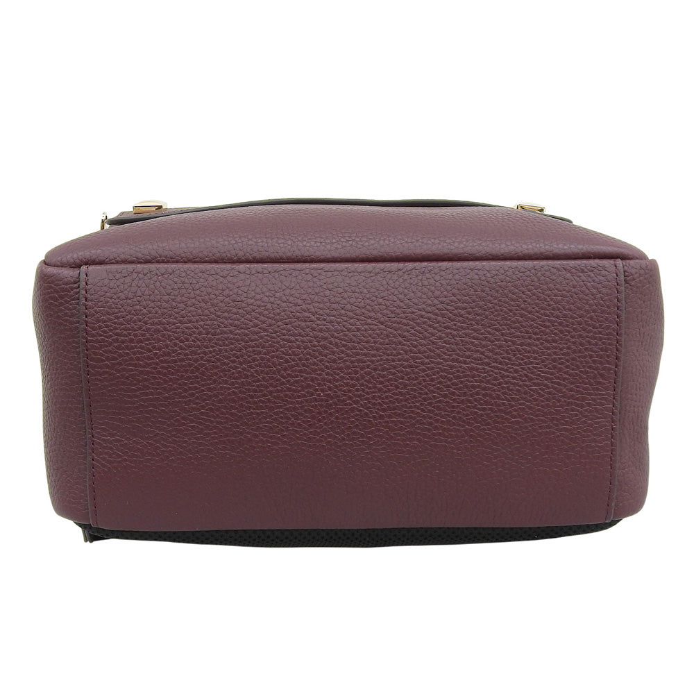 FURLA Furla Leather Backpack Daypack for Women Burgundy Backpack