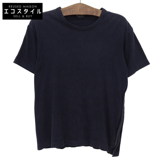 COMME des GARÇONS HOMME PLUS Cotton Side Zip Cut-and-Sew Top Men's Navy PT-100450 Made in 1998 Top