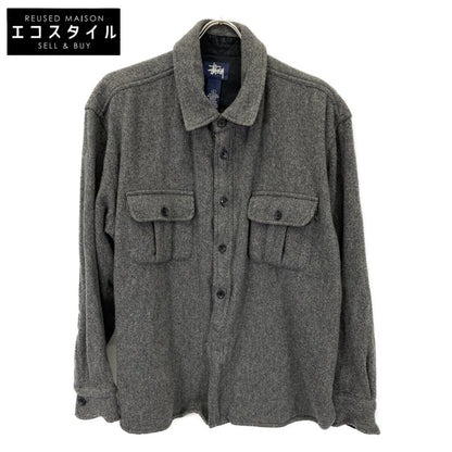 Gray Navy Tag Wool Long-Sleeve Shirt Top L Men's