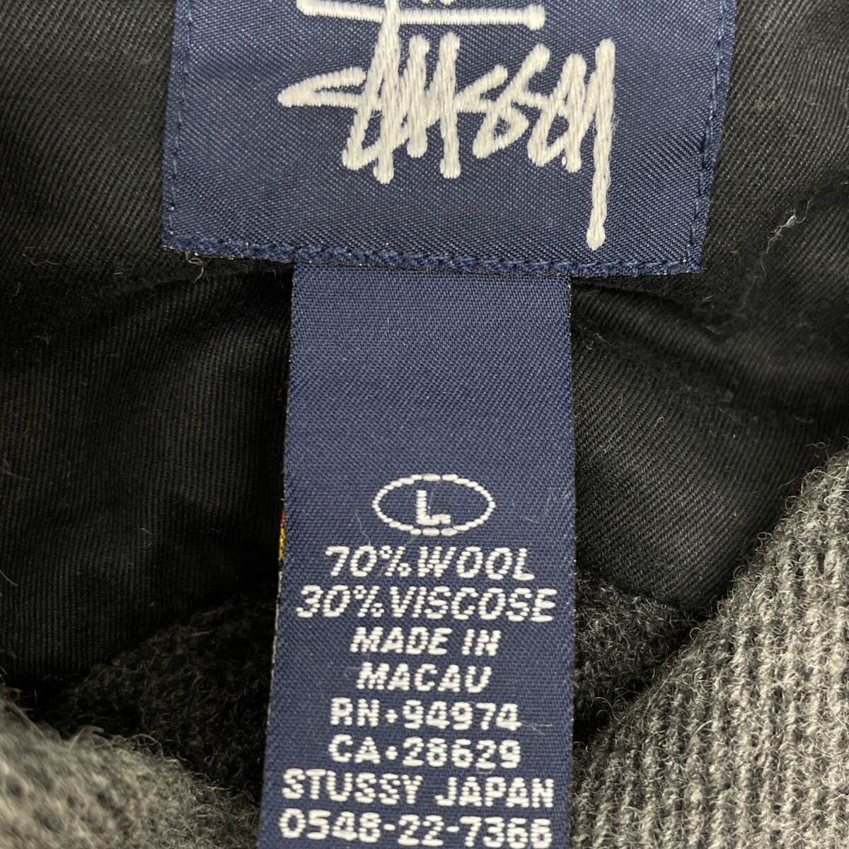 Gray Navy Tag Wool Long-Sleeve Shirt Top L Men's
