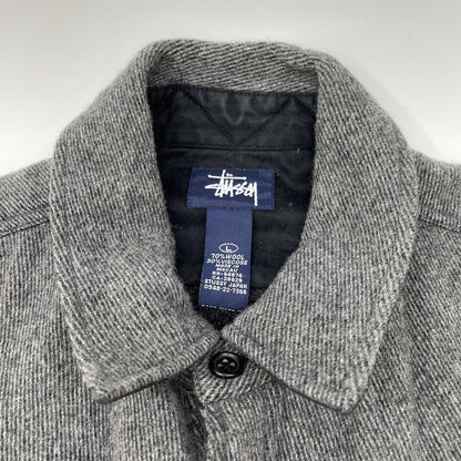 Gray Navy Tag Wool Long-Sleeve Shirt Top L Men's