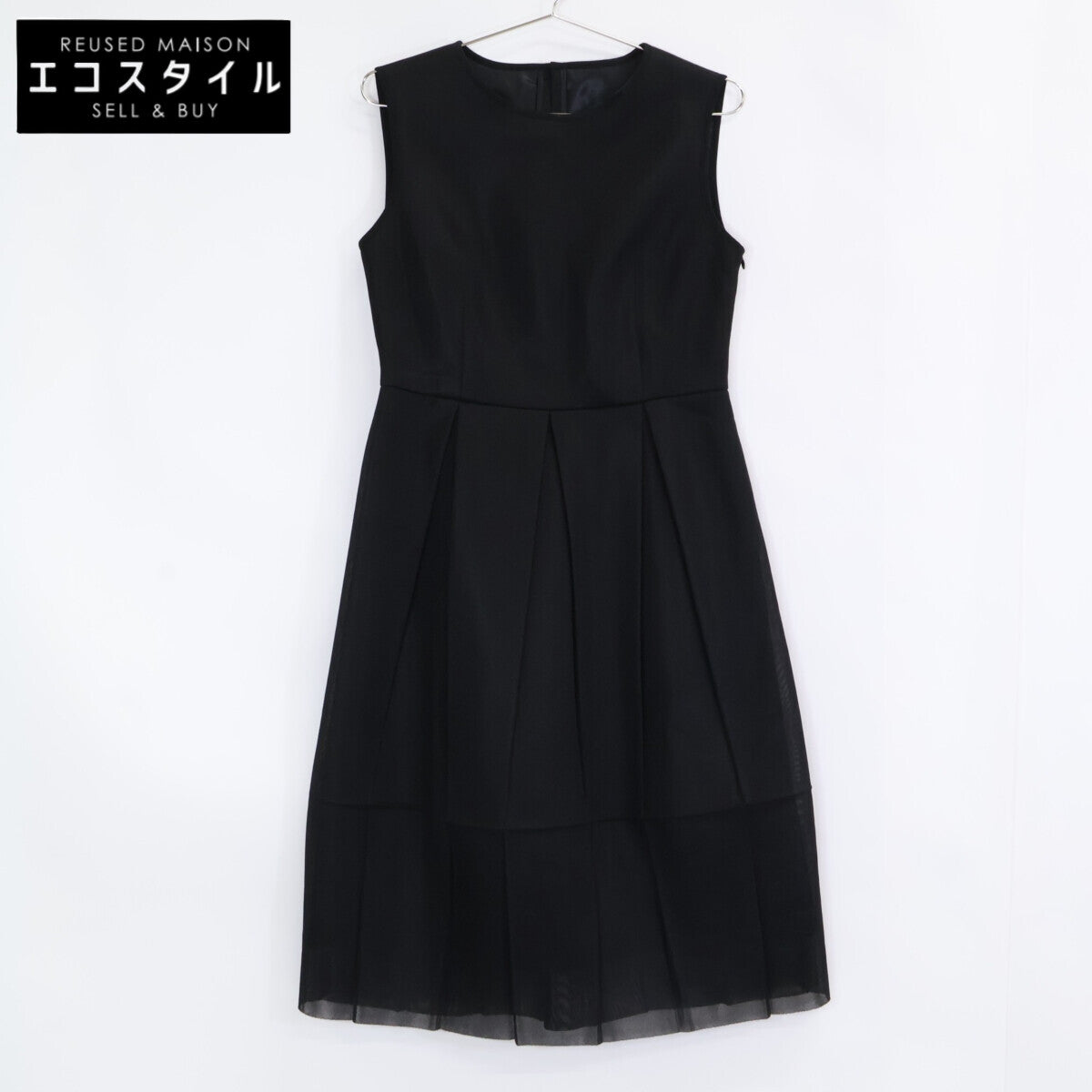 ANAYI 25' Black Double Russell Pleated Dress