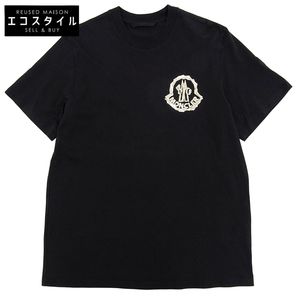 MONCLER モンクレール コットン 胸ロゴ Tシャツ トップス メンズ 黒 ブラック XL 24年製 SS トップス
