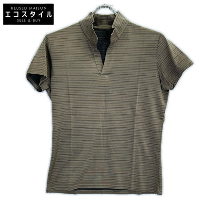 JURGEN LEHL ヨーガンレール ブラウン ボーダー コットン×シルク Tシャツ トップス