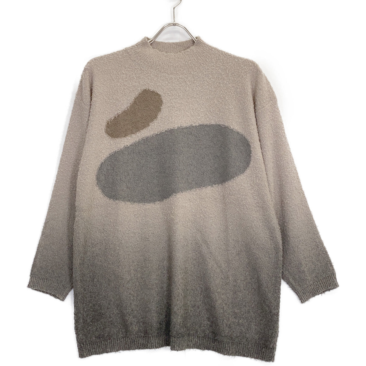 JURGEN LEHL Beige Wool x Rayon Mock Neck Knit Top