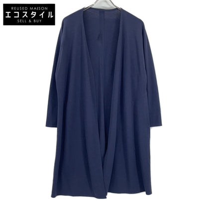 Navy Silk and Wool Long Cardigan Top for Women