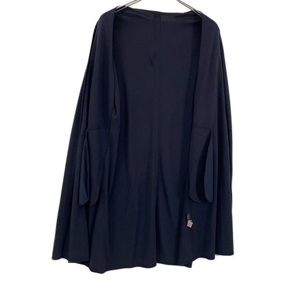 Navy Silk and Wool Long Cardigan Top for Women