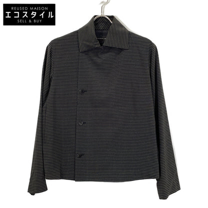 JURGEN LEHL Black Silk x Cotton Border Shirt Jacket