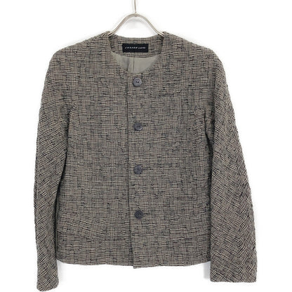 JURGEN LEHL Grey Plaid Silk x Wool Collarless Jacket