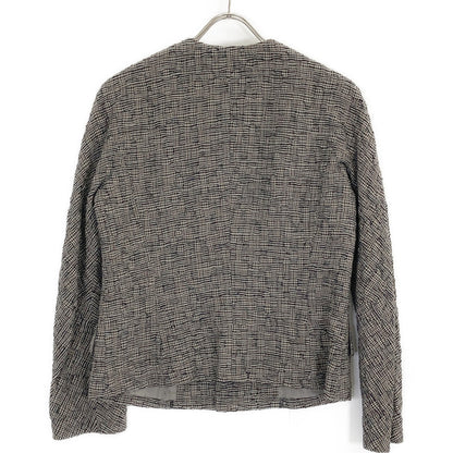 JURGEN LEHL Grey Plaid Silk x Wool Collarless Jacket