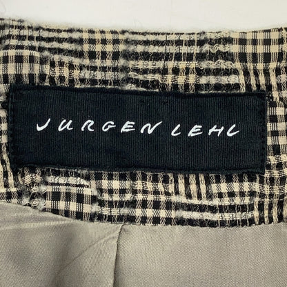 JURGEN LEHL Grey Plaid Silk x Wool Collarless Jacket