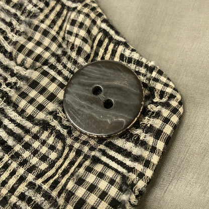 JURGEN LEHL Grey Plaid Silk x Wool Collarless Jacket