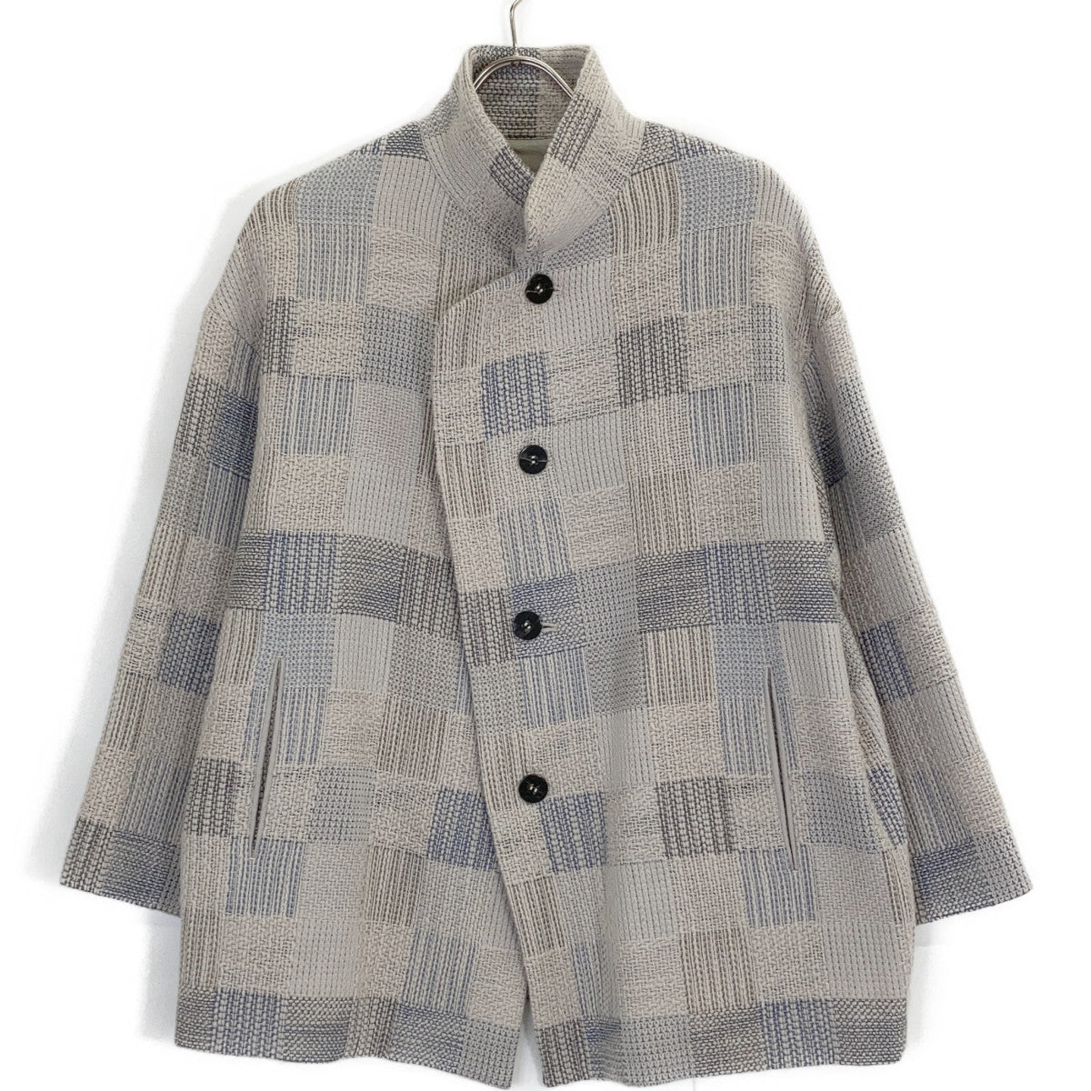 JURGEN LEHL Off-White Wool Plaid Tweed Coat Coat
