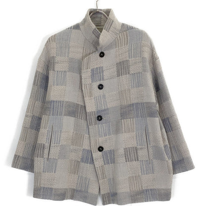 JURGEN LEHL Off-White Wool Plaid Tweed Coat Coat