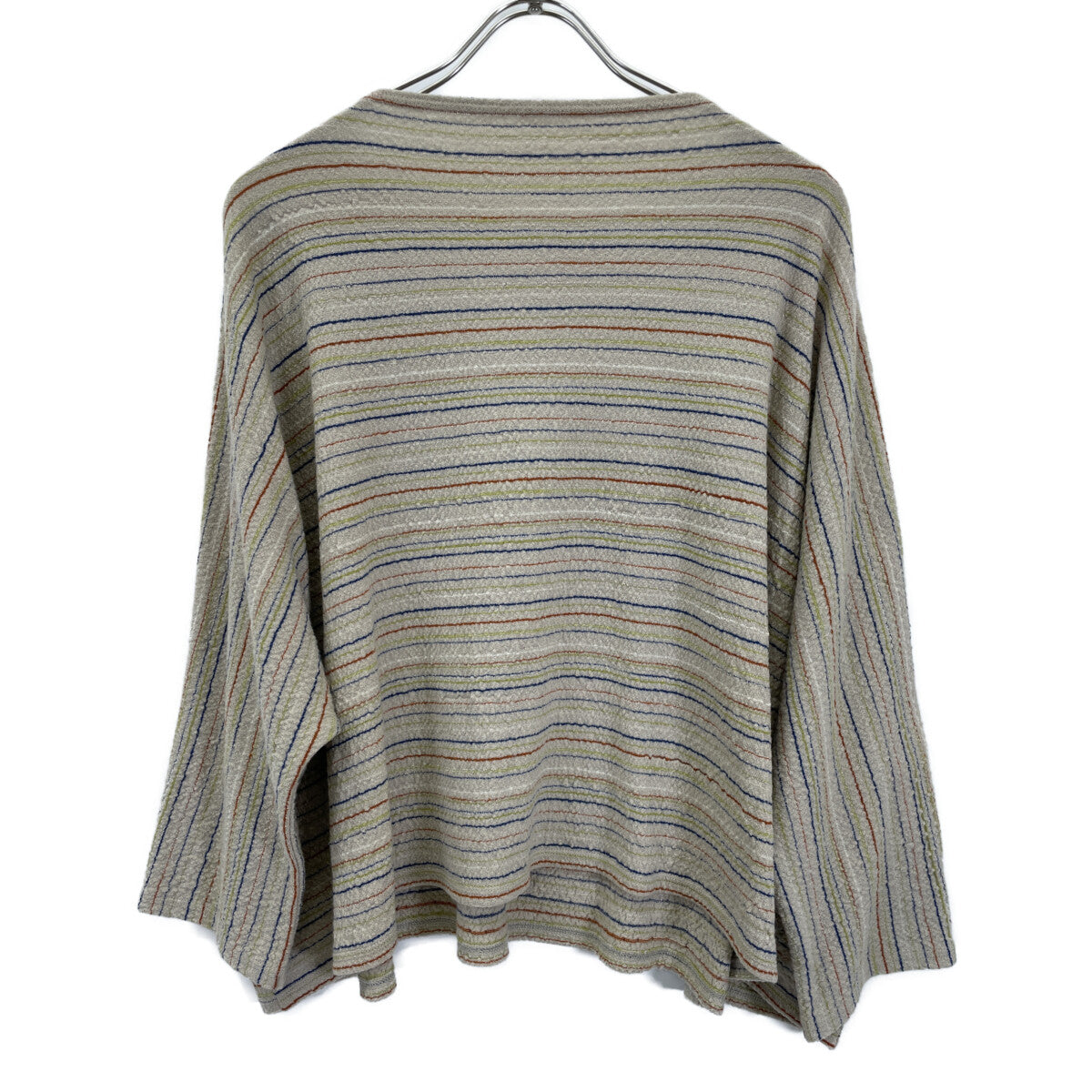 Beige Wool Border Cut-and-Sewn Top for Women