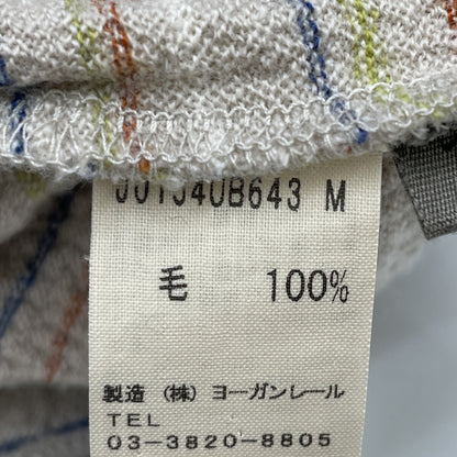 Beige Wool Border Cut-and-Sewn Top for Women