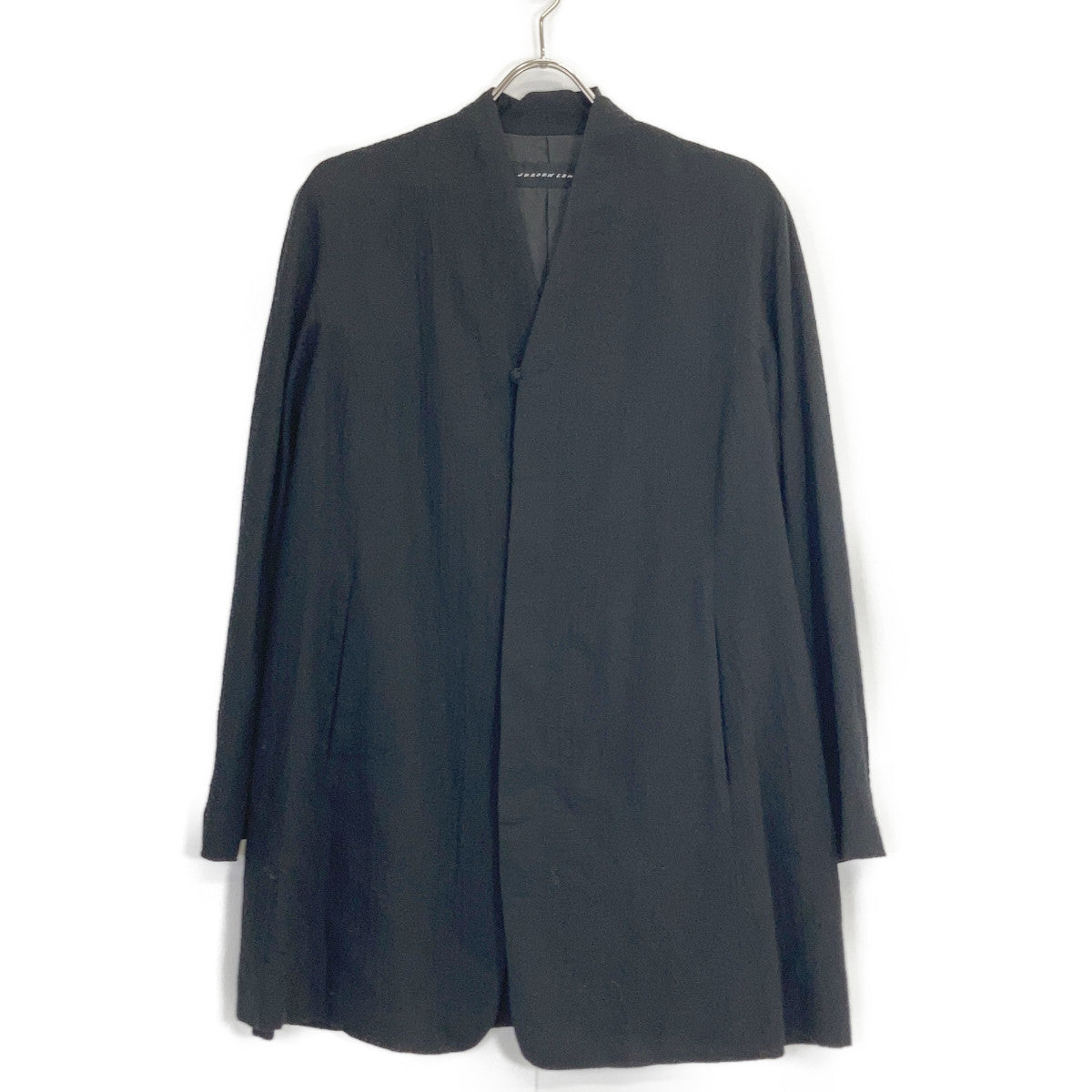 JURGEN LEHL Black Wool Collarless Long Cardigan Top