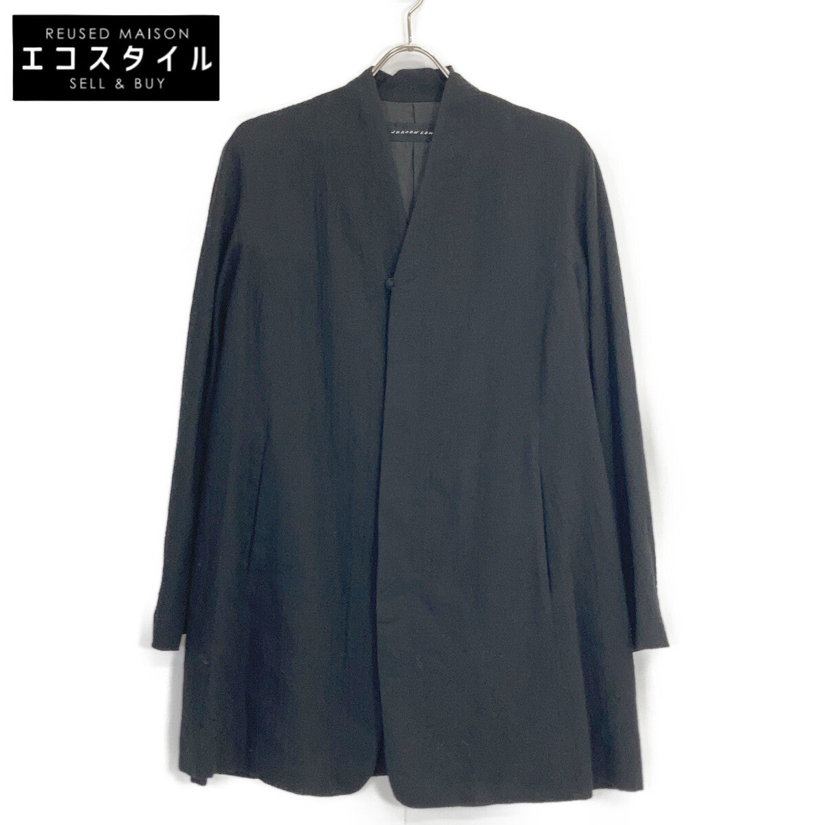 JURGEN LEHL Black Wool Collarless Long Cardigan Top