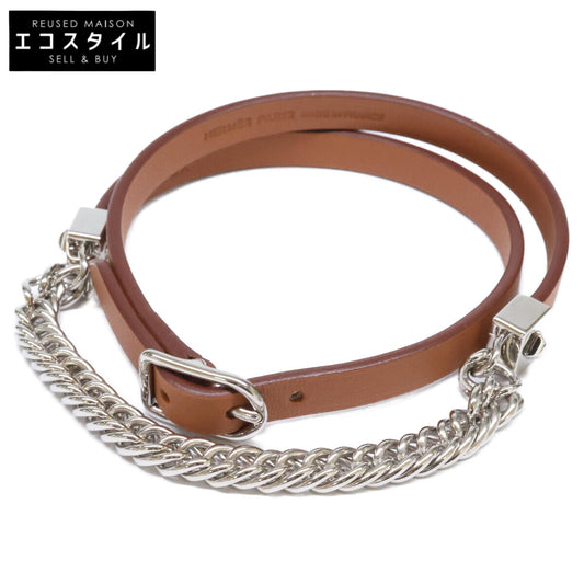 HERMES Hermes [Beautiful condition] Z stamp Gourmette Escargot Triple Tour Bracelet
