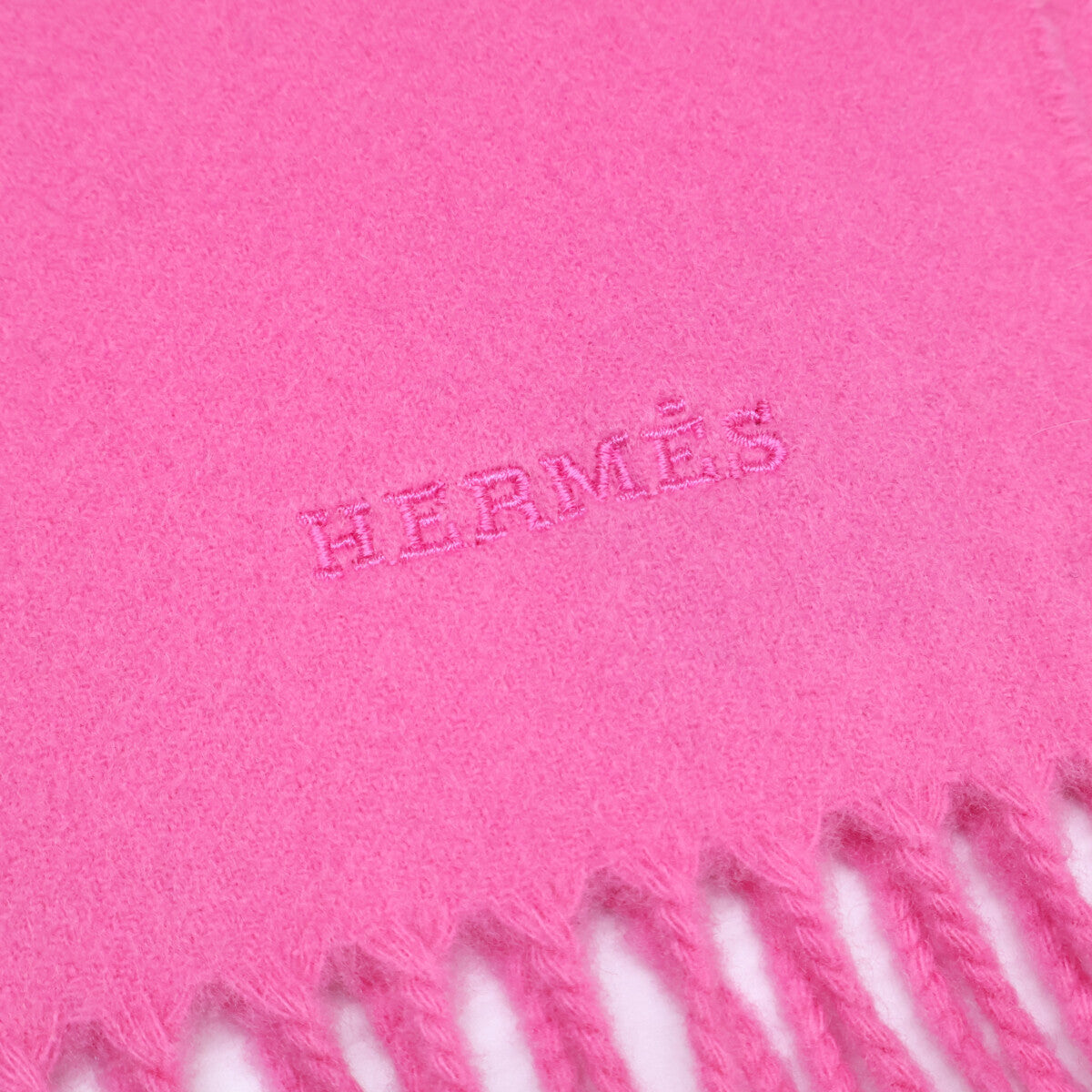 Embroidered Logo 100% Cashmere Fringe Scarf for Women