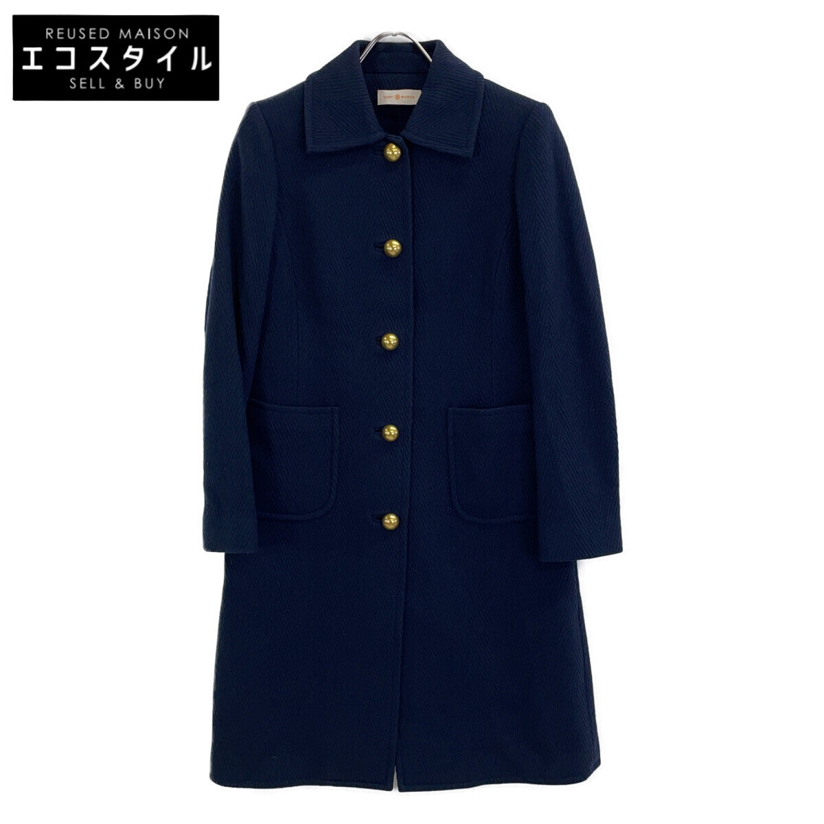 Tory Burch 汤丽柏琦 10006301 海军蓝 金扣 大衣 长款大衣