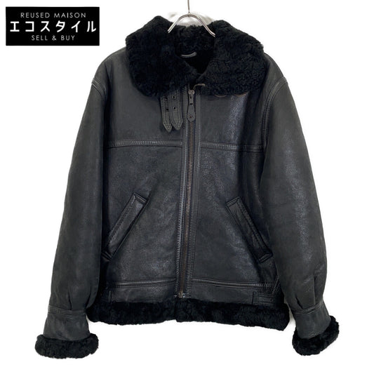 LC22054 黑色 皮革 B-3 羊毛夹克 夹克 38 女式