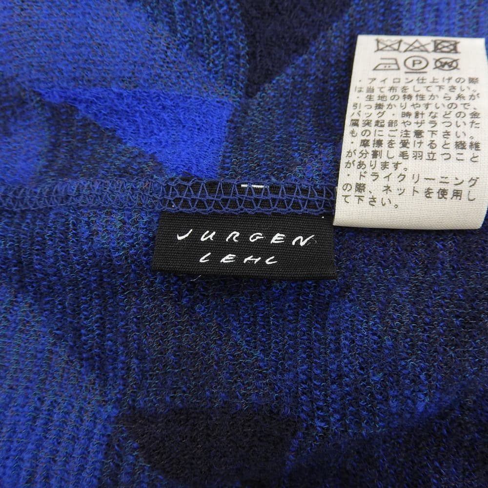 JURGEN LEHL ヨーガンレール 美品 幾何学 ウール×コットン カットソー トップス レディース ブルー M トップス
