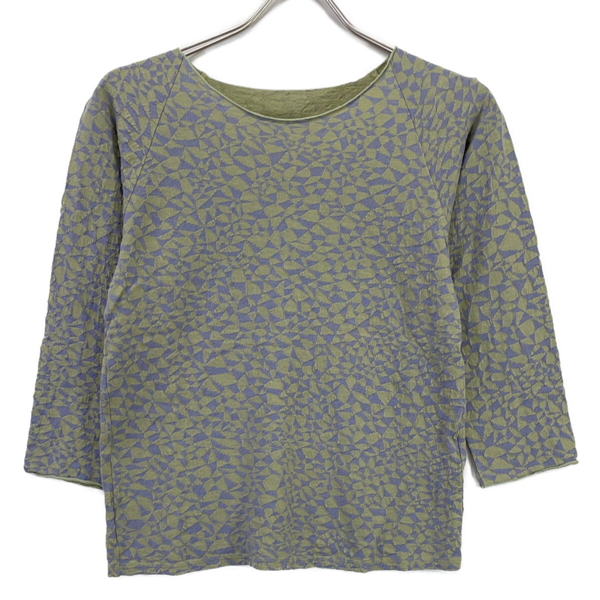JURGEN LEHL Grey x Green Geometric Cotton Cut-and-Sew Top