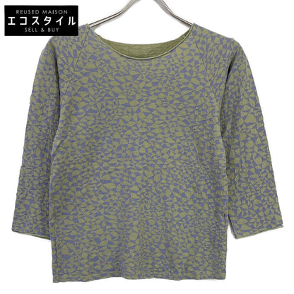 JURGEN LEHL Grey x Green Geometric Cotton Cut-and-Sew Top