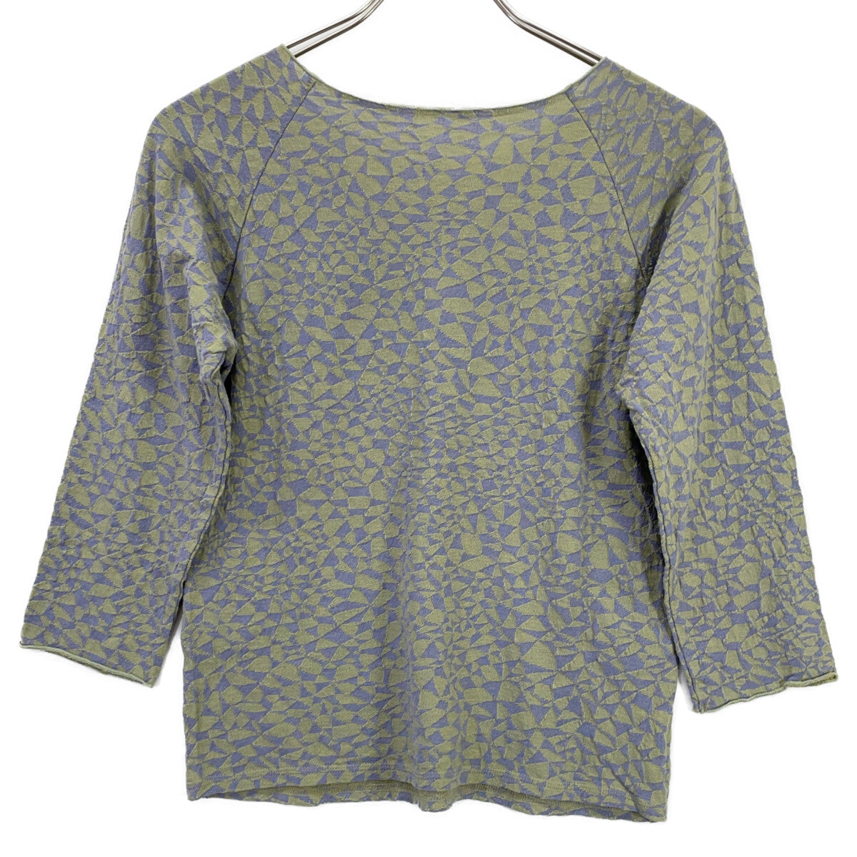 JURGEN LEHL Grey x Green Geometric Cotton Cut-and-Sew Top