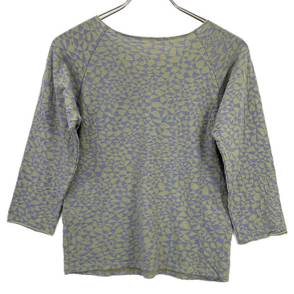 JURGEN LEHL Grey x Green Geometric Cotton Cut-and-Sew Top