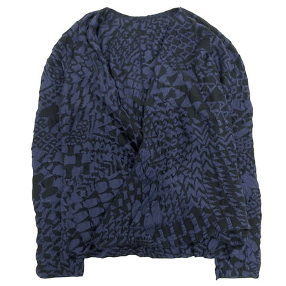 Product Scouring Cache Coeur Cut-and-Sewn Silk x Cotton Top for Women, Navy x Black, Size M