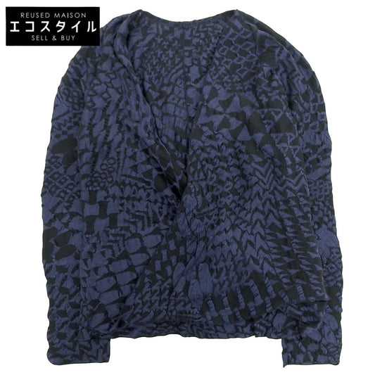 製品縮絨 カシュクール カットソー シルク×コットン トップス レディース ネイビー×ブラック M トップス M レディース