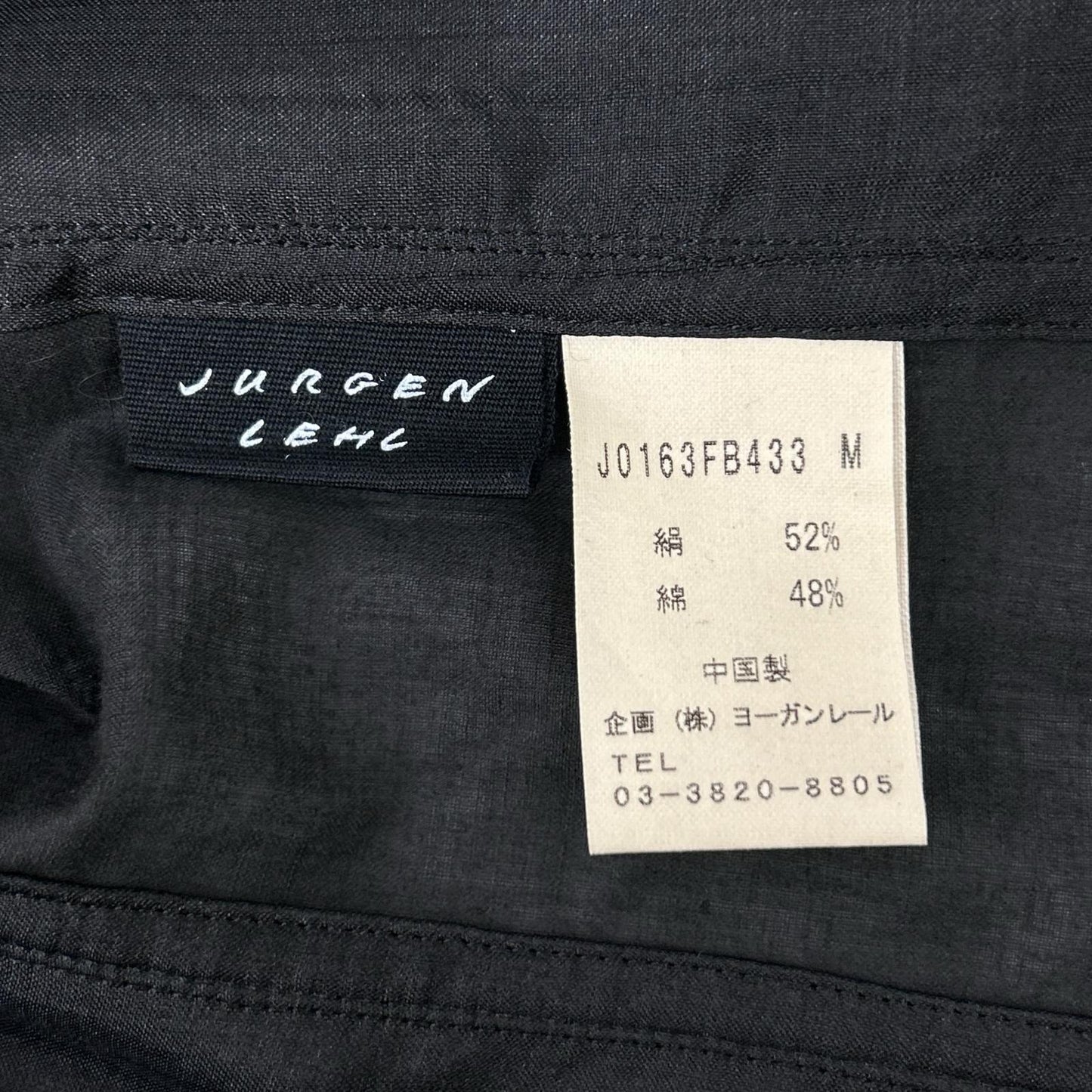 JURGEN LEHL ヨーガンレール J0163FB433 ブラック シルク×コットン ジャケット ジャケット
