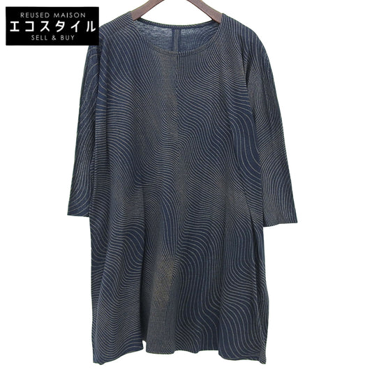Linen x Cotton All-Over Print Dress for Women, Indigo, Size M