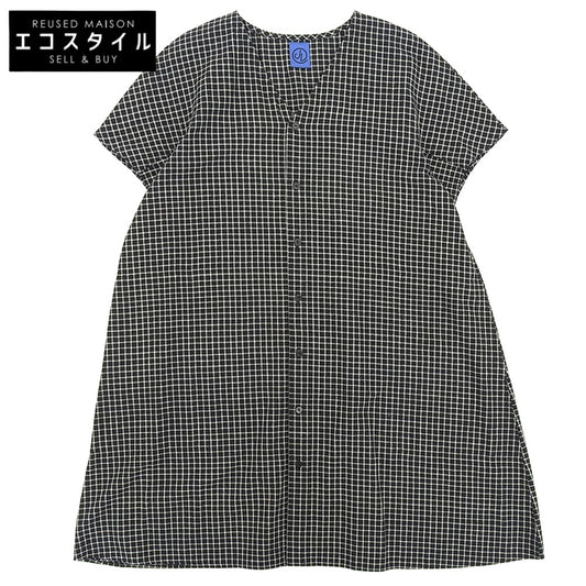 JURGEN LEHL Cotton Check Shirt Dress Women's Black L Dress