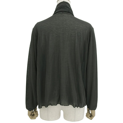 Cotton Sheer Cardigan Top for Women, Charcoal Gray, M