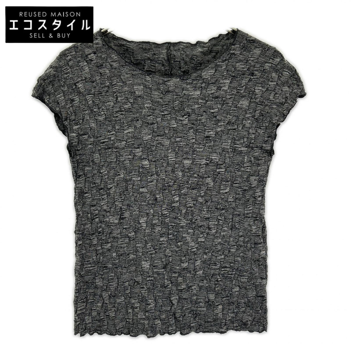JURGEN LEHL Gray Cotton Crepe Knit Top Tops