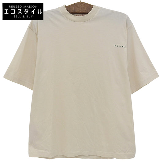 MARNI Cotton Short Sleeve Logo Embroidered T-shirt Top Men's Beige 48 HUMU0223EX Top