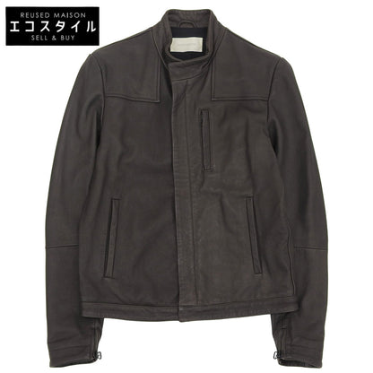 Men's Leather Single Jacket, Brown, Size 50