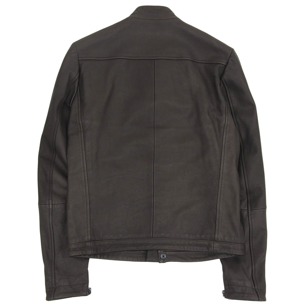Men's Leather Single Jacket, Brown, Size 50
