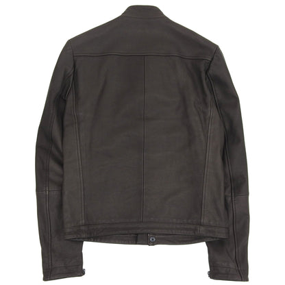 Men's Leather Single Jacket, Brown, Size 50