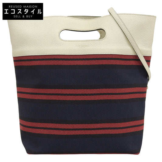 Excellent Condition Canvas Leather Iris 2-Way Bag Handbag Women's Ivory x Navy Handbag Women's
