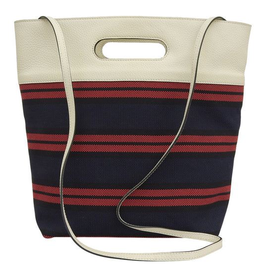 Excellent Condition Canvas Leather Iris 2-Way Bag Handbag Women's Ivory x Navy Handbag Women's