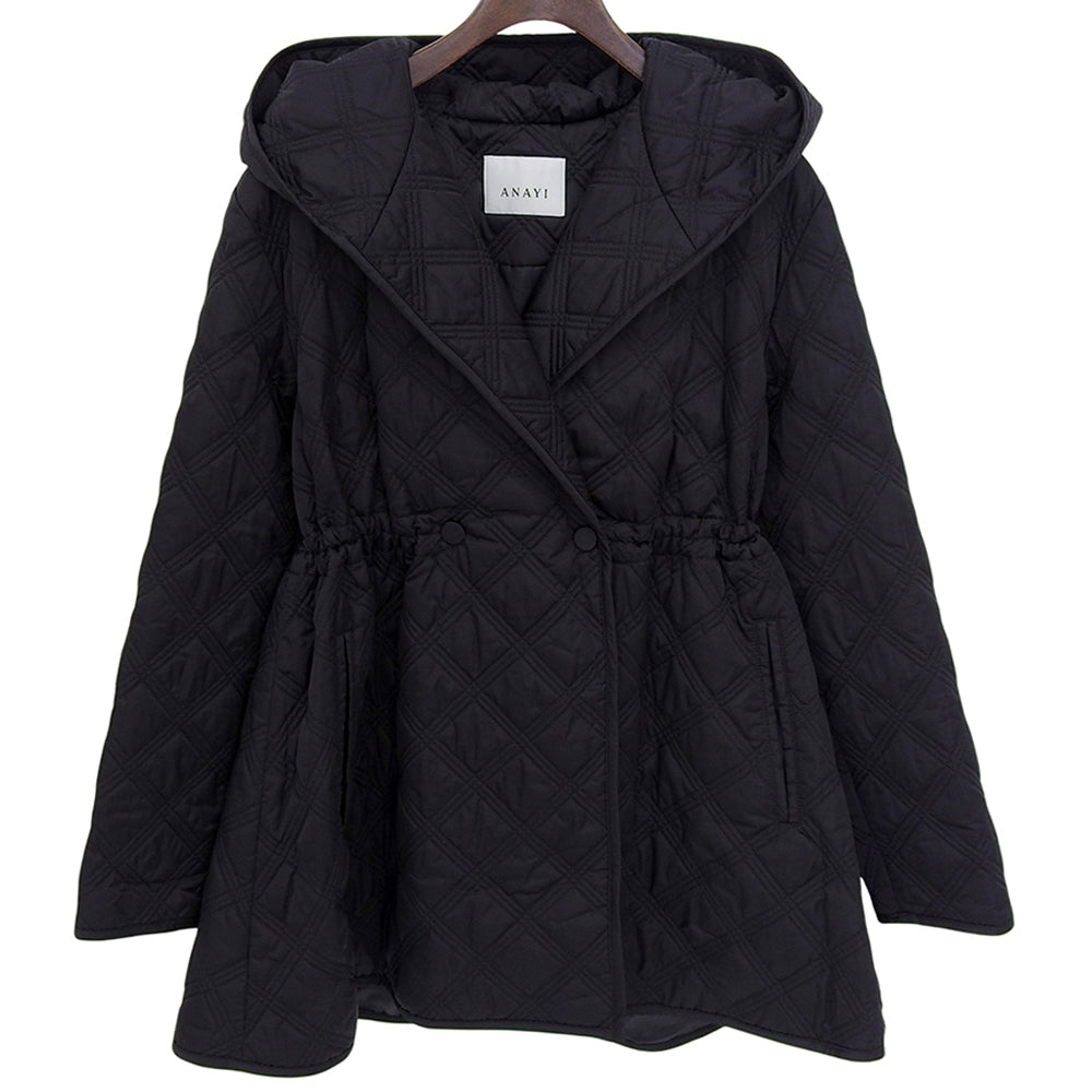 Excellent Condition Quilted Hooded Coat Ladies Black 36 2024 Model Coat 36 Ladies